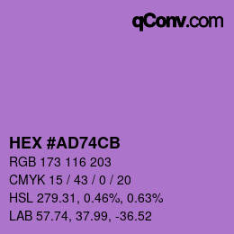 Color code: HEX #AD74CB | qconv.com