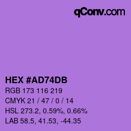 カラーコード: HEX #AD74DB | qconv.com