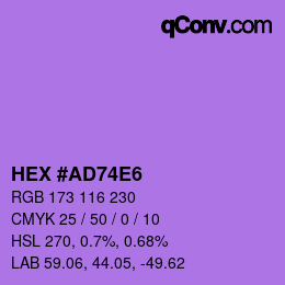 Color code: HEX #AD74E6 | qconv.com