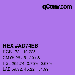 Color code: HEX #AD74EB | qconv.com