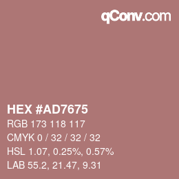 Color code: HEX #AD7675 | qconv.com