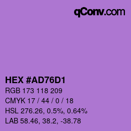 Code couleur: HEX #AD76D1 | qconv.com