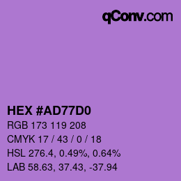 Farbcode: HEX #AD77D0 | qconv.com