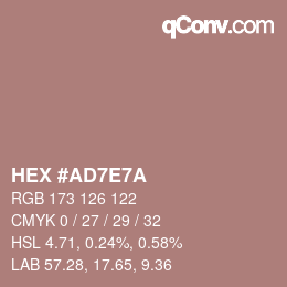 Color code: HEX #AD7E7A | qconv.com