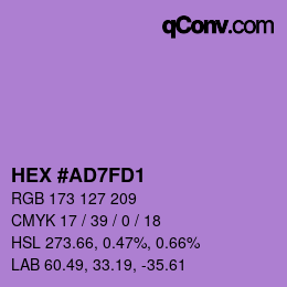 カラーコード: HEX #AD7FD1 | qconv.com