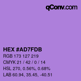 カラーコード: HEX #AD7FDB | qconv.com