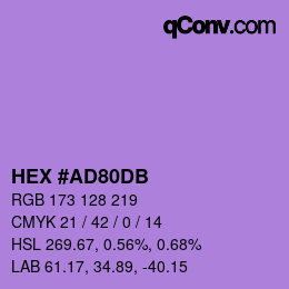 颜色代码: HEX #AD80DB | qconv.com