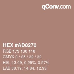 颜色代码: HEX #AD8276 | qconv.com