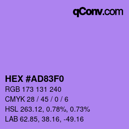 Farbcode: HEX #AD83F0 | qconv.com