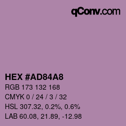 カラーコード: HEX #AD84A8 | qconv.com