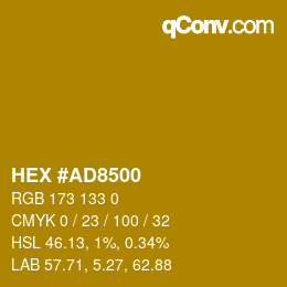 Color code: HEX #AD8500 | qconv.com