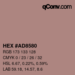 Farbcode: HEX #AD8580 | qconv.com