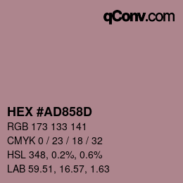 颜色代码: HEX #AD858D | qconv.com