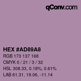カラーコード: HEX #AD89A8 | qconv.com