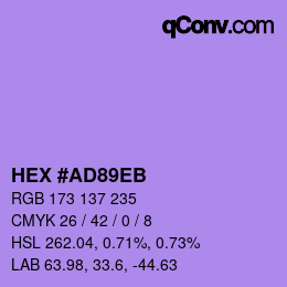 Color code: HEX #AD89EB | qconv.com