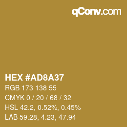Color code: HEX #AD8A37 | qconv.com