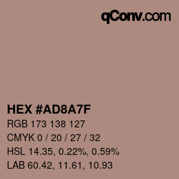 Código de color: HEX #AD8A7F | qconv.com
