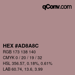 Color code: HEX #AD8A8C | qconv.com