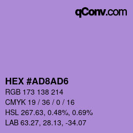 カラーコード: HEX #AD8AD6 | qconv.com