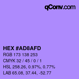 カラーコード: HEX #AD8AFD | qconv.com