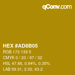 カラーコード: HEX #AD8B05 | qconv.com
