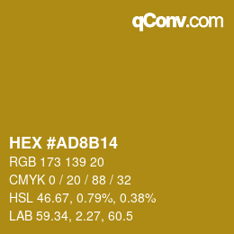 カラーコード: HEX #AD8B14 | qconv.com