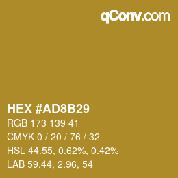 颜色代码: HEX #AD8B29 | qconv.com