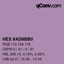 Color code: HEX #AD8BB0 | qconv.com
