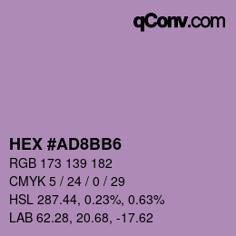 Color code: HEX #AD8BB6 | qconv.com