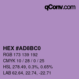 Color code: HEX #AD8BC0 | qconv.com