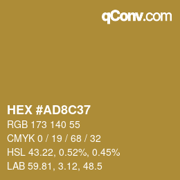 カラーコード: HEX #AD8C37 | qconv.com
