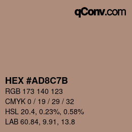 Color code: HEX #AD8C7B | qconv.com