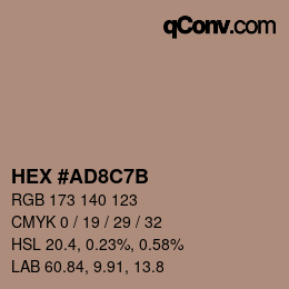 颜色代码: HEX #AD8C7B | qconv.com