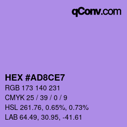 Color code: HEX #AD8CE7 | qconv.com