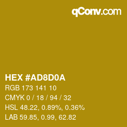 Color code: HEX #AD8D0A | qconv.com