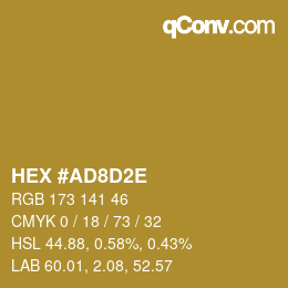 Color code: HEX #AD8D2E | qconv.com