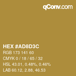 Color code: HEX #AD8D3C | qconv.com