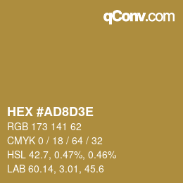 カラーコード: HEX #AD8D3E | qconv.com