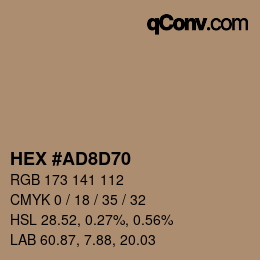 Color code: HEX #AD8D70 | qconv.com