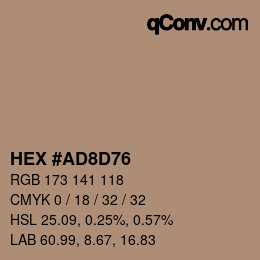 颜色代码: HEX #AD8D76 | qconv.com