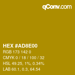 Farbcode: HEX #AD8E00 | qconv.com