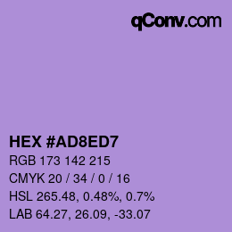 Color code: HEX #AD8ED7 | qconv.com