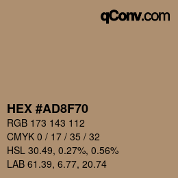 カラーコード: HEX #AD8F70 | qconv.com
