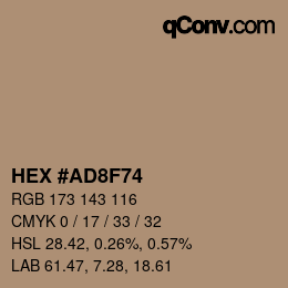 カラーコード: HEX #AD8F74 | qconv.com