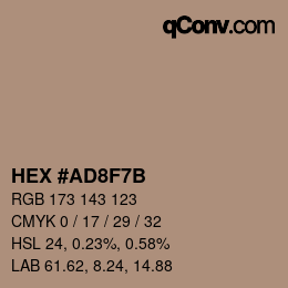 颜色代码: HEX #AD8F7B | qconv.com