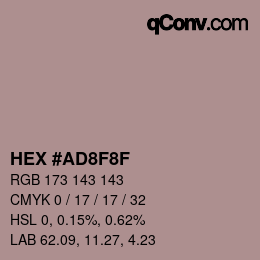 Color code: HEX #AD8F8F | qconv.com