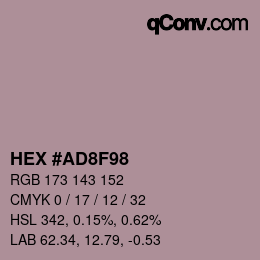 カラーコード: HEX #AD8F98 | qconv.com