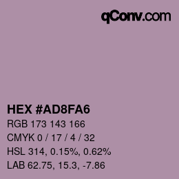 Color code: HEX #AD8FA6 | qconv.com