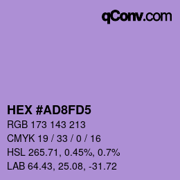 Color code: HEX #AD8FD5 | qconv.com