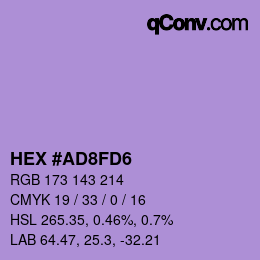 Color code: HEX #AD8FD6 | qconv.com